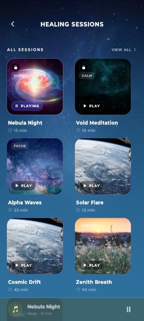 Zorvaa app — Healing Sessions