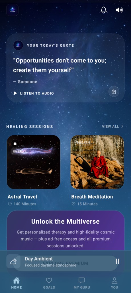 Zorvaa app home screen
